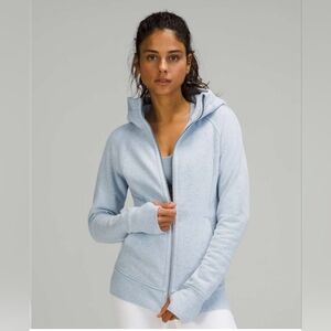 Lululemon Scuba Hoodie Light Cotton Fleece Heathered Blue Linen size 8